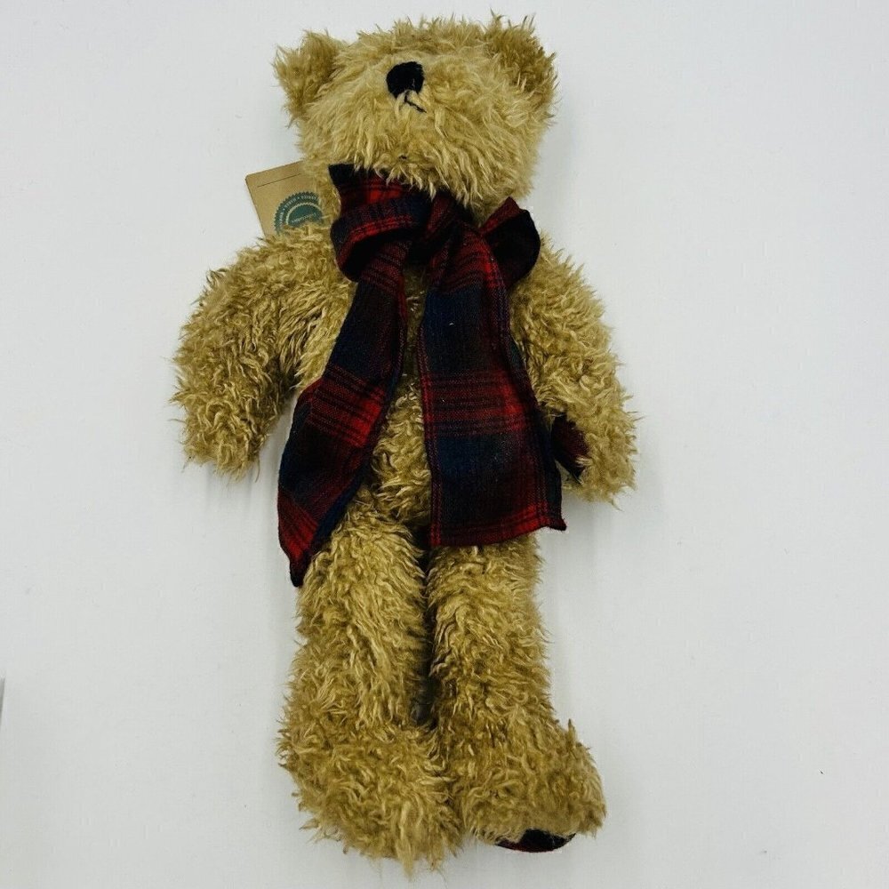 Boyds Bears 1985-97 Teddy Bear Jointed 18” Brown Tan Plush Red Scarf Vintage